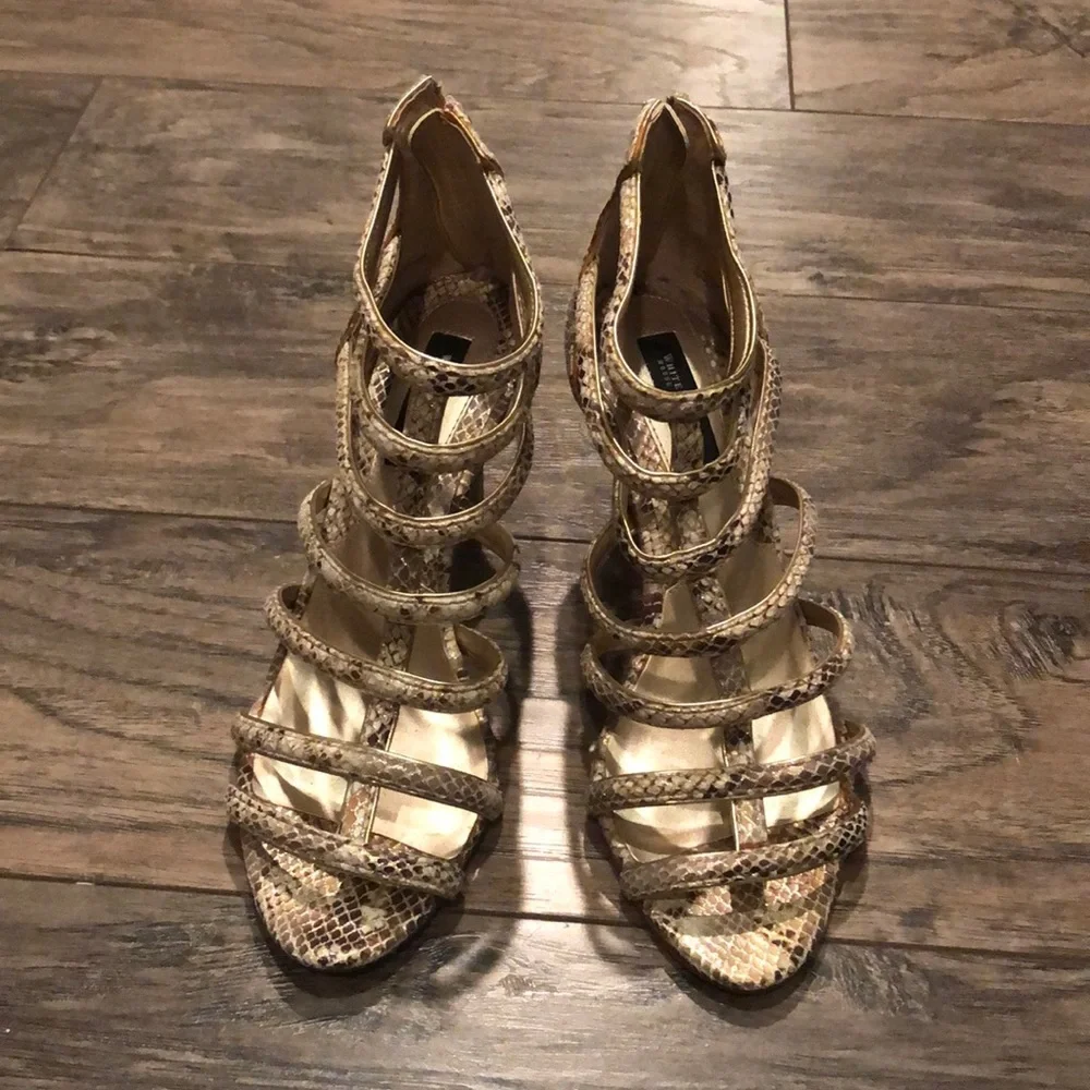 White House Black Market snake skin sandals